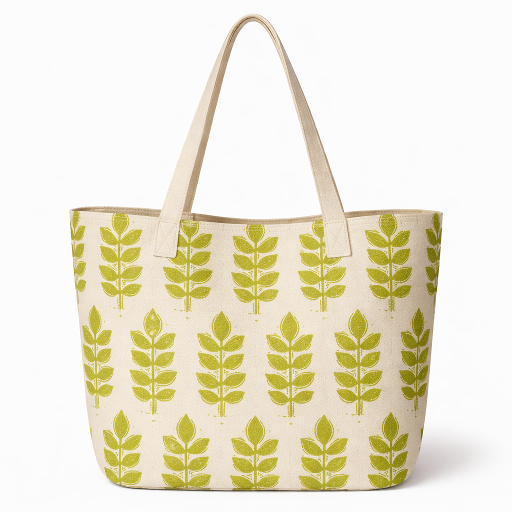 Botanical Block-Print Canvas Tote Bag Pattern