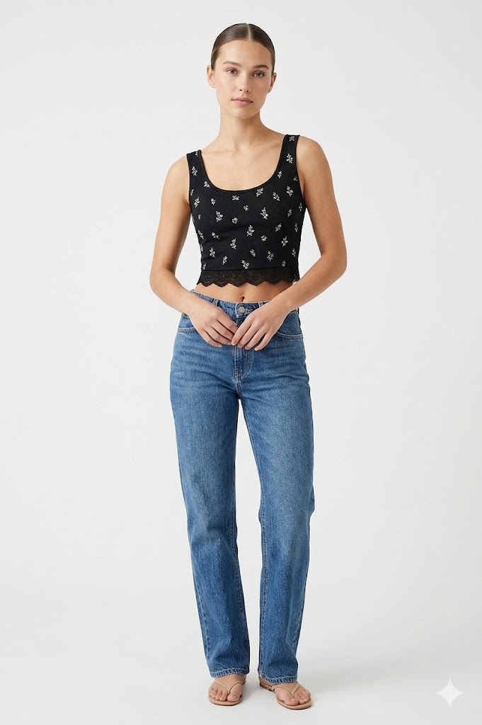 Vintage Floral Scallop Crop Top Sewing Pattern