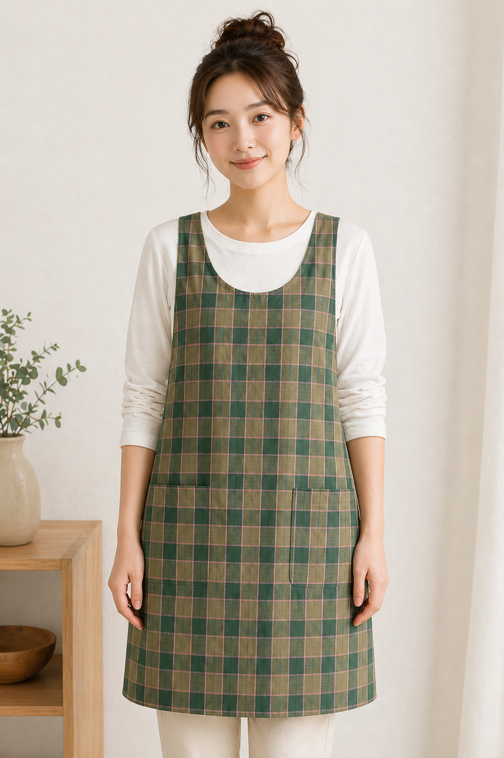 Green Plaid Apron Sewing Pattern - Classic Kitchen &amp; Craft Apron