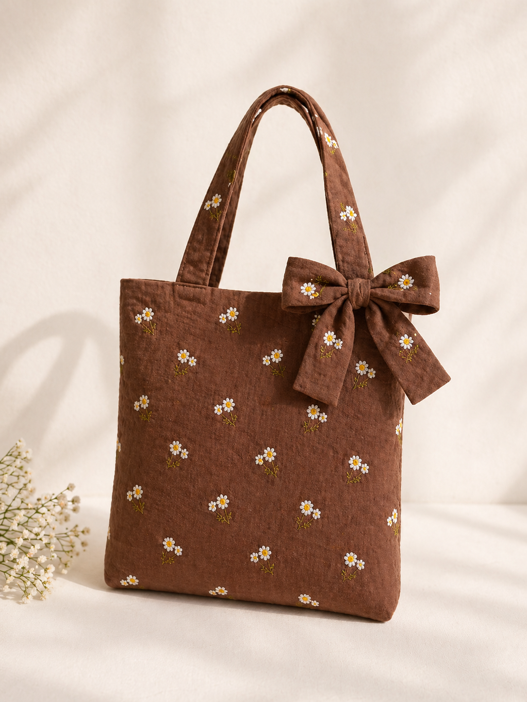 Brown Floral Tote Bag Sewing Pattern