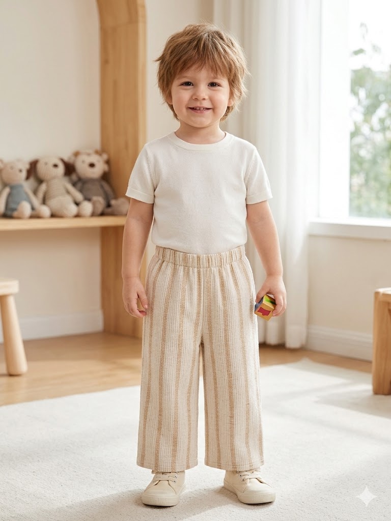 Boy's Striped Wide-Leg Pants &amp; T-Shirt Sewing Pattern