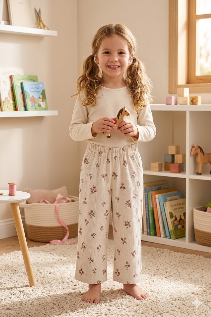 Cozy Floral Play Set – Kids' Top &amp; Wide-Leg Pants