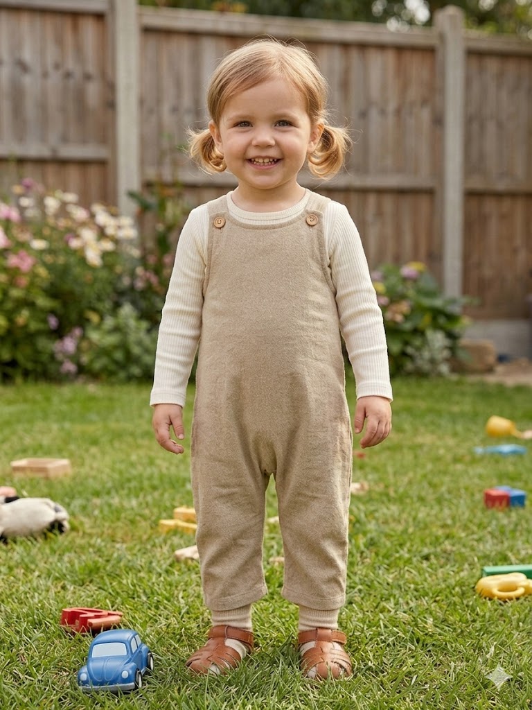 Neutral Beige Baby Romper Sewing Pattern