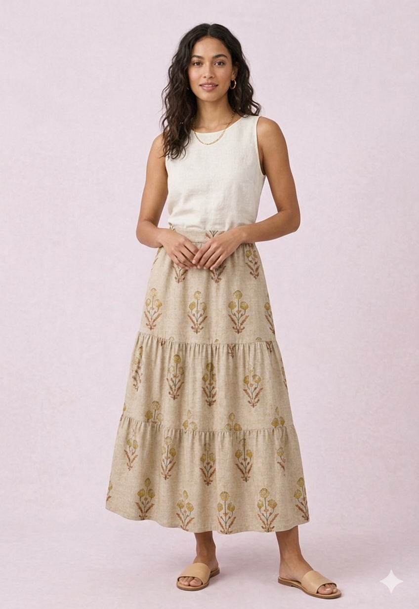 Floral Tiered Midi Dress Sewing Pattern - Sleeveless &amp; Elegant