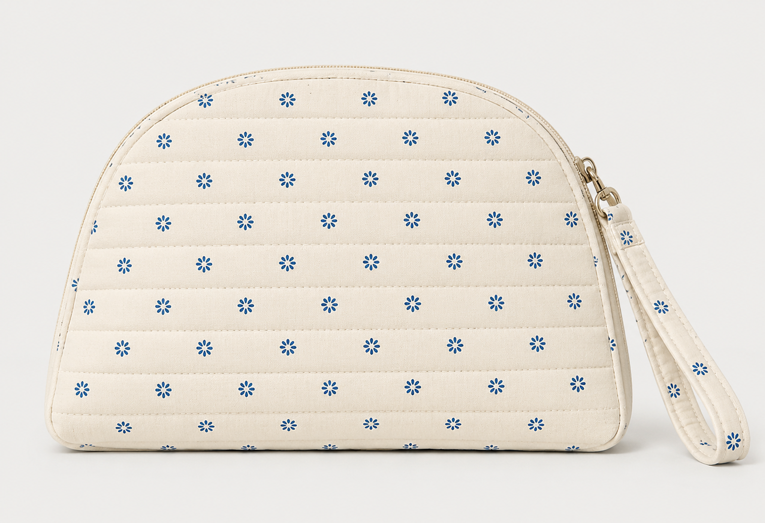 Quilted Blue Floral Cosmetic Pouch Sewing Pattern