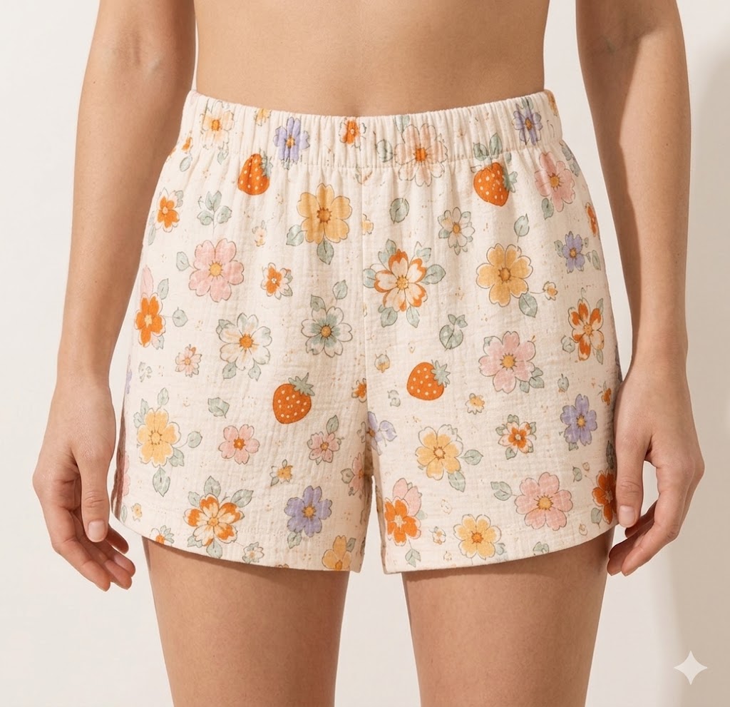 Cute Women's Floral Print Shorts with Elastic Waistband